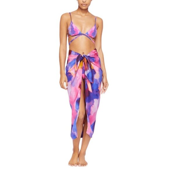 💕JONATHAN SIMKHAI💕 Makai Print Coverup Skirt  ~ Cobalt Watercolor One Size NWT - Picture 1 of 12